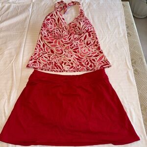 Lands' End Red and White Swim Set